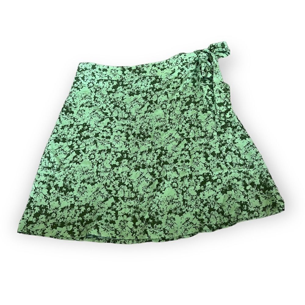 Abound Green Floral Print Wrap Skirt
